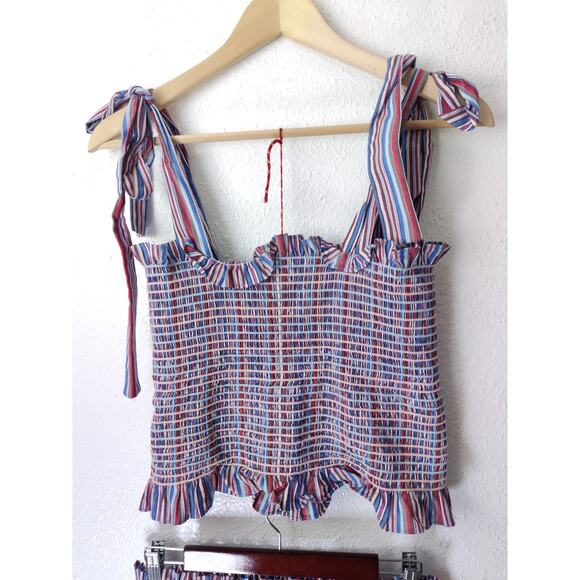 REVOLVE Petersyn Multicolor Sleeveless Square Neck Smocked Ruffle Skirt Set M/L - Picture 8 of 14